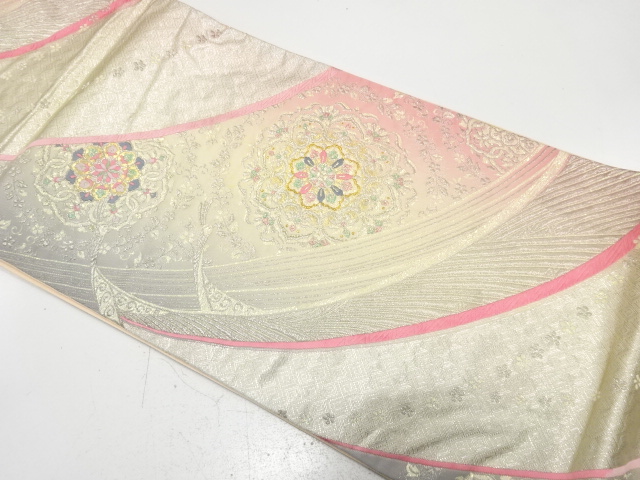 アンティーク　華紋に孔雀模様織り出し袋帯（材料）